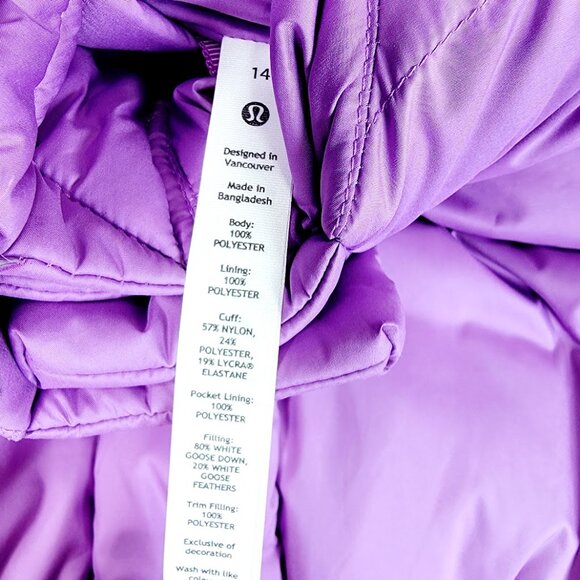 Lululemon Women's Purple Blossom Light Wunder Puff Cropped Puffer Vest Size 14 - Picture 4 of 7